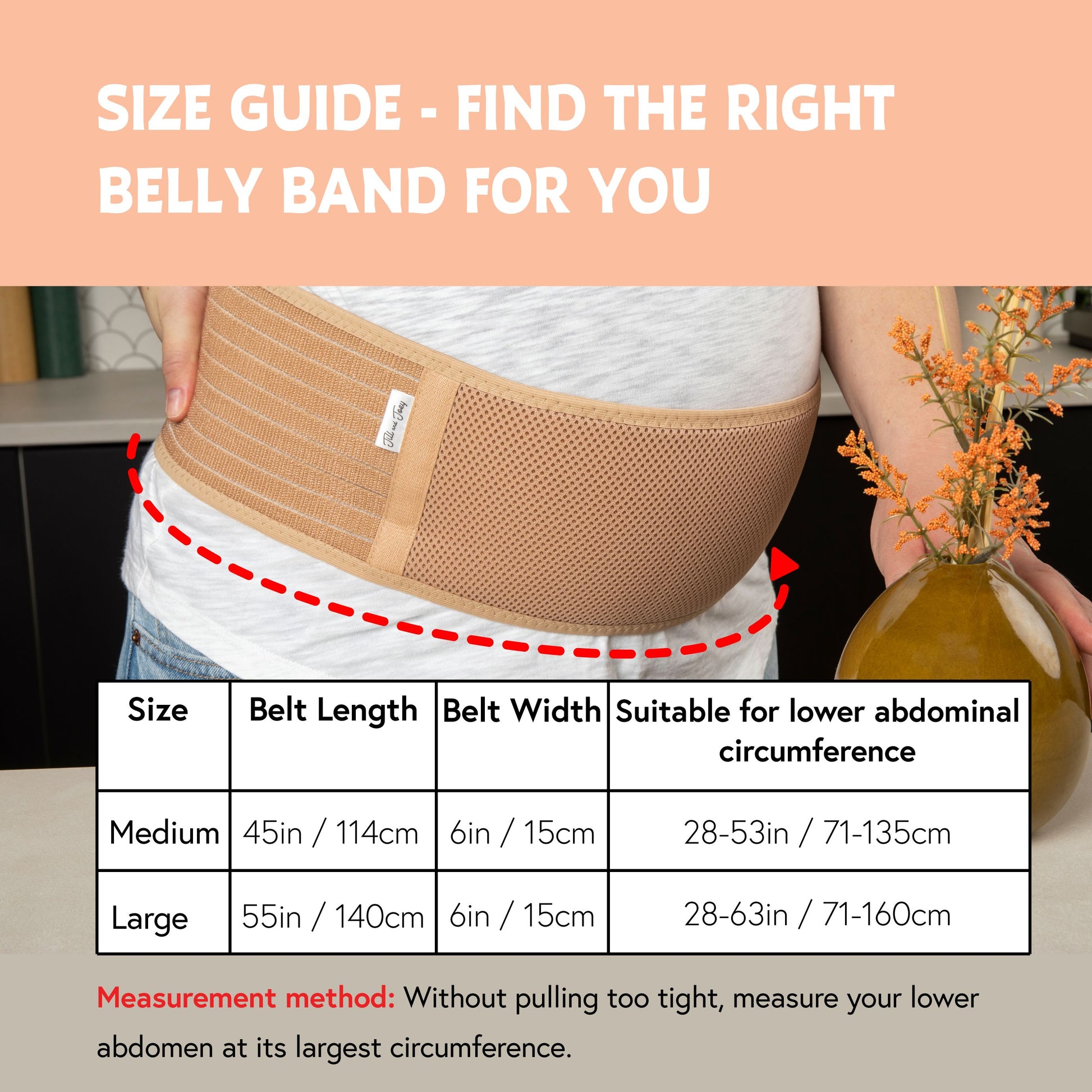 Jill & Joey Maternity Belt for Back and Belly Support to Soothe Pregnancy  and Pelvic Pain - Breathable Band Adjustable Size Beige
